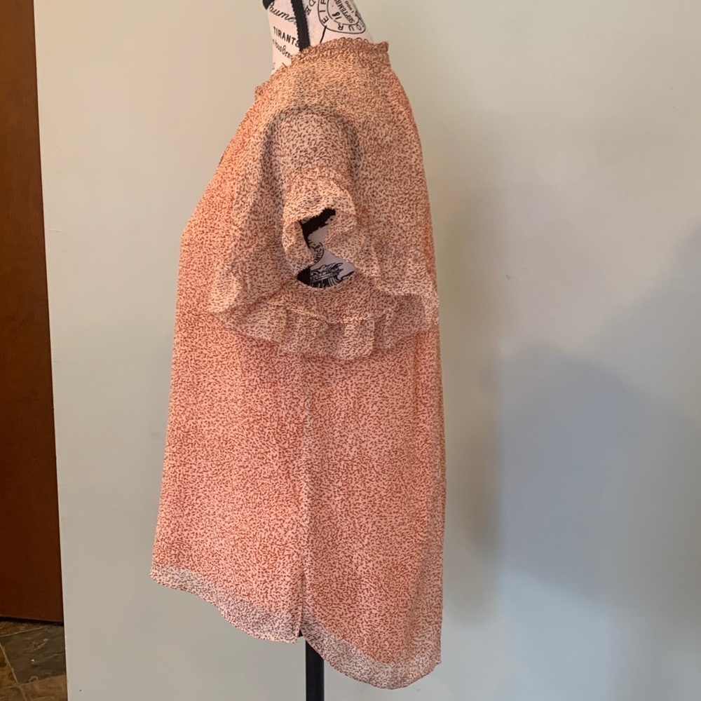Jonathan Simkhai Peach Short Sleeve Silk Blouse Women’s Medium - Picture 3 of 9